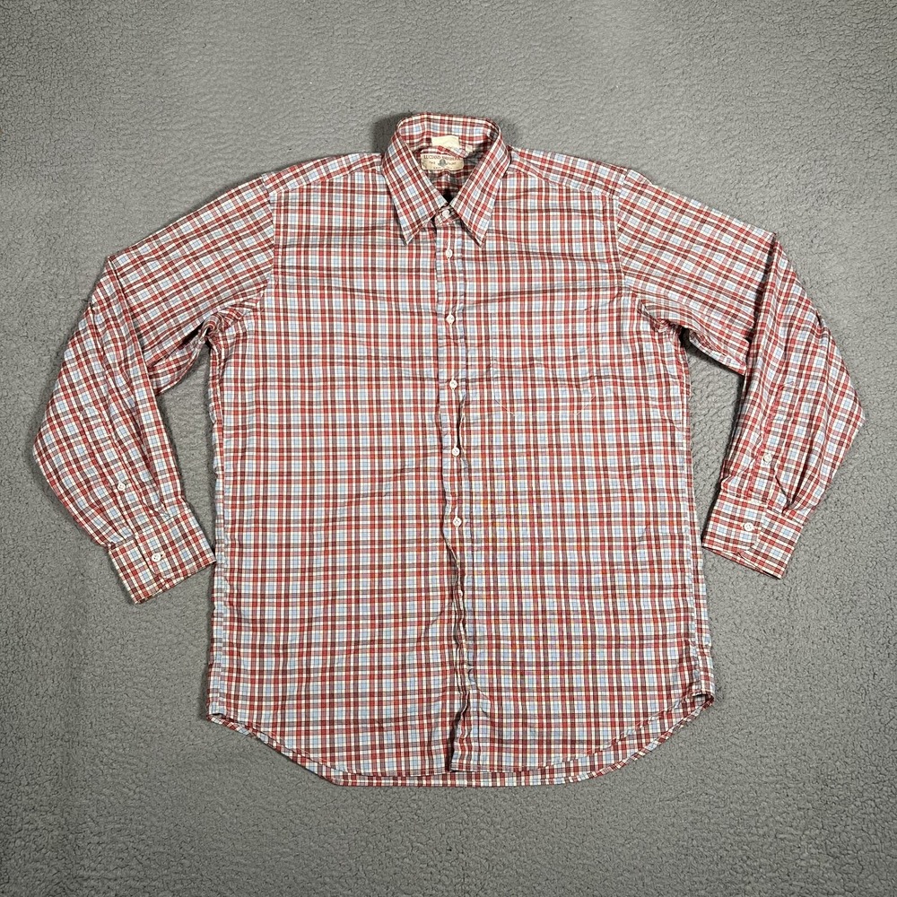 Luciano Barbera Shirt Mens Medium Red Plaid Casual Preppy Cotton Made in Italy‎